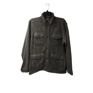 Eddie Bauer Grey Heavyweight Knit Sweater Jacket Coat Men's XL Zip Snap